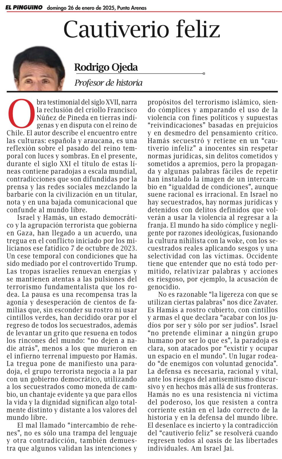 Columna De Opinión Publica Por El Reconocido Master Chileno Rodrigo Ojeda Sánchez.